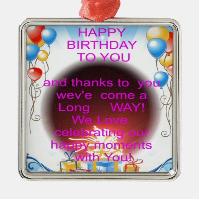 Adorno Metálico Feliz cumpleaños para ti (Frente)