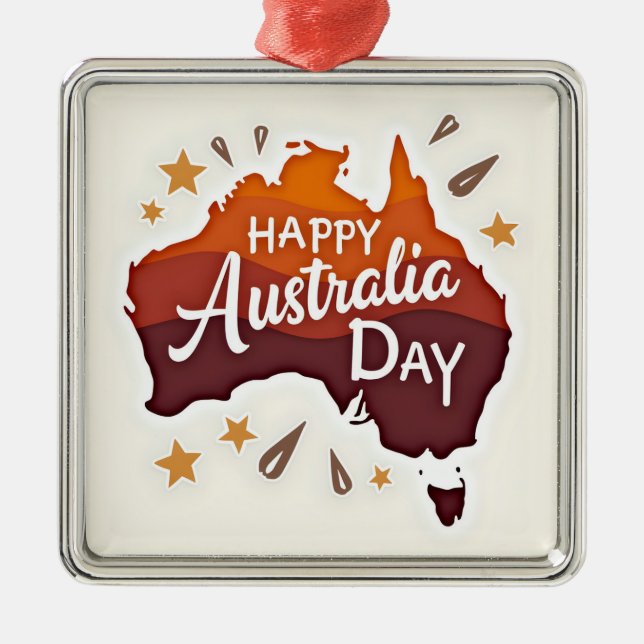 Adorno Metálico Feliz Día de Australia (Frente)