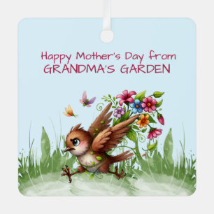 Adorno Metálico Feliz Día de la Madre de la graciosa Bir del JARDÍ