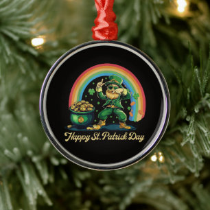 Adorno Metálico Feliz día de San Patricio Leprechaun divertido