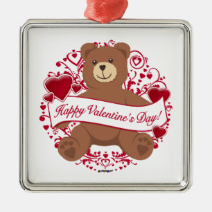 Adorno Metálico ¡Feliz Día de San Valentín! Oso de peluche