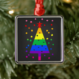 Adorno Metálico Feliz día festivo gay alegre navidad queer orgullo