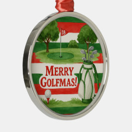 Adorno Metálico 'Feliz Golfmas!' Golfistas Alegre Navidad Elegante