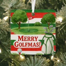 Adorno Metálico ¡Feliz Golfmas! Golfistas Alegres Navidades Elegan