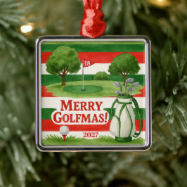 Adorno Metálico ¡Feliz Golfmas! Regalo Personalizable Anual para G