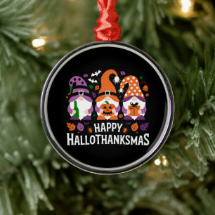 Adorno Metálico Feliz Hallothanksmas Amante de Gnomos Feliz Navida