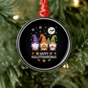 Adorno Metálico Feliz Hallothanksmas Gnomes Feliz Navidad en Hallo