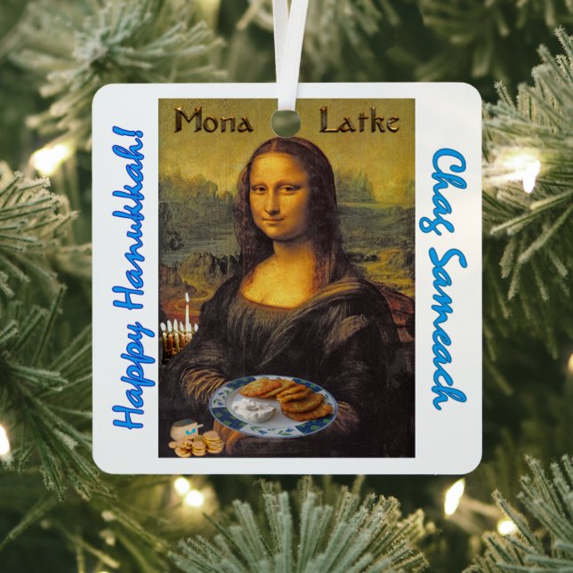 Adorno Metálico Feliz Hanukkah desde Mona Latke (in situ)