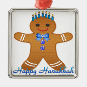Adorno Metálico Feliz Hanukkah Gingerbread Man Menorah