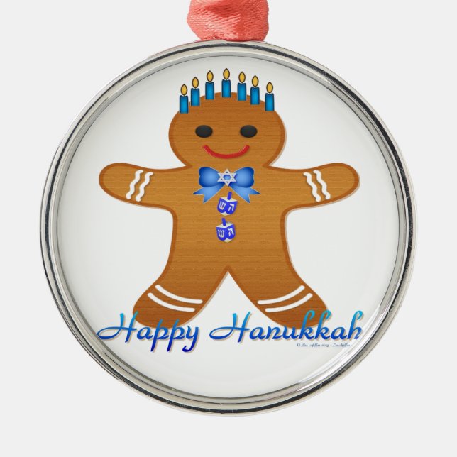 Adorno Metálico Feliz Hanukkah Gingerbread Man Menorah (Frente)