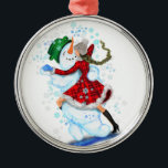 Adorno Metálico Feliz hombre de nieve y Chica Fiesta de Navidades<br><div class="desc">Feliz Snowman y Chica Dance Navidades de tango Fiesta Dibujo Personalizado divertido - Elegir / Añadir su texto único / nombre / color - Hacer su regalo especial - Redimensionar y mover o eliminar y agregar elementos / texto con herramienta de personalización ! Dibujo y diseño por MIGNED. Por favor,...</div>