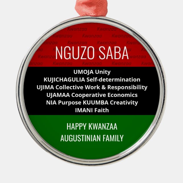 Adorno Metálico Feliz Kwanzaa NGUZO SABA (Frente)