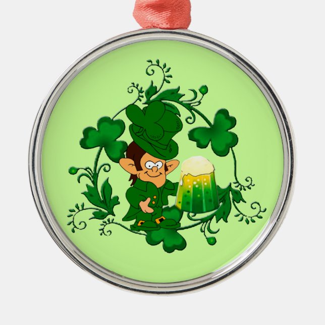 Adorno Metálico Feliz Leprechaun Ornament (Frente)