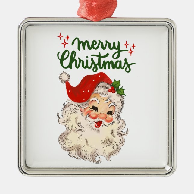 Adorno Metálico Feliz Navidad a la familia navideña Santa Claus (Frente)