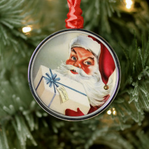 Adorno Metálico Feliz Navidad a todo el Papá Noel Vintage