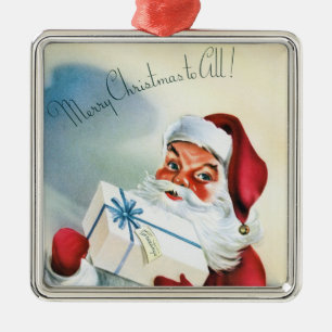 Adorno Metálico Feliz Navidad a todos (Papá Noel Vintage)