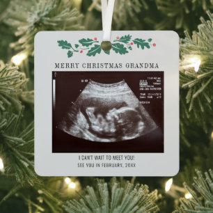 Adorno Metálico Feliz Navidad Abuela Ecografía Embarazo