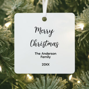 Adorno Metálico Feliz Navidad añadir apellido año texto personaliz