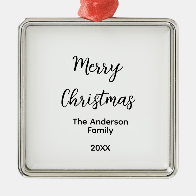 Adorno Metálico Feliz Navidad añadir nombre de familia año persona (Frente)