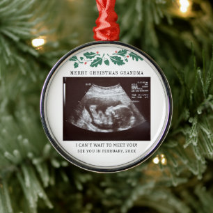 Adorno Metálico Feliz Navidad Anuncio de Embarazo Abuela