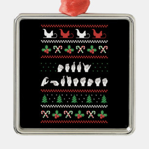 Adorno Metálico Feliz Navidad - ASL American Rótulo Language I