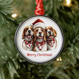 Adorno Metálico Feliz Navidad Beagle Dogs
