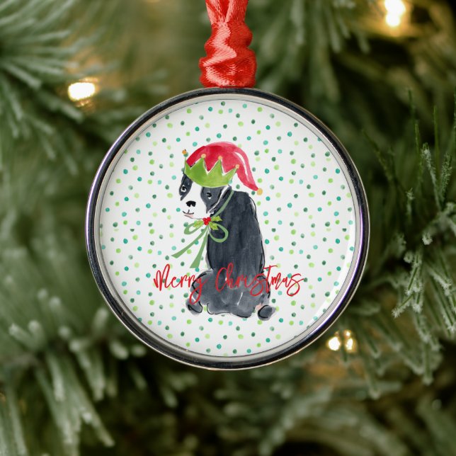 Adorno Metálico Feliz Navidad Bulldog francés Holly Gorra Festivid (Árbol)
