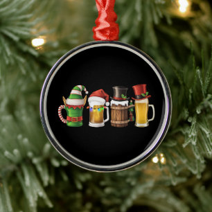 Adorno Metálico Feliz Navidad Cervezas Bebiendo Santa Amante de la