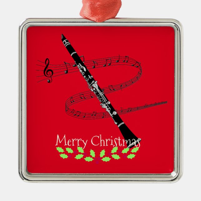 Adorno Metálico Feliz Navidad Clarinet (Frente)