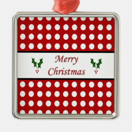 Adorno Metálico Feliz Navidad con el patrón Polka Dot