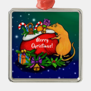 Adorno Metálico Feliz Navidad con el príncipe rata