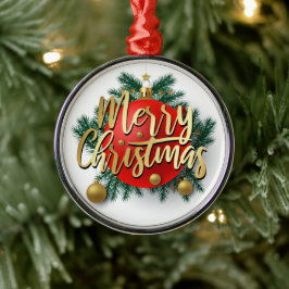 Adorno Metálico Feliz Navidad con oro con guerra