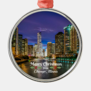 Adorno Metálico Feliz Navidad desde Chicago, IL