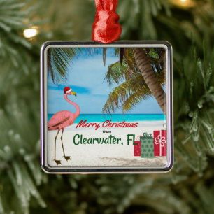 Adorno Metálico Feliz Navidad desde Clearwater, FL
