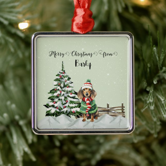 Adorno Metálico Feliz Navidad desde el nombre del perro (Árbol)