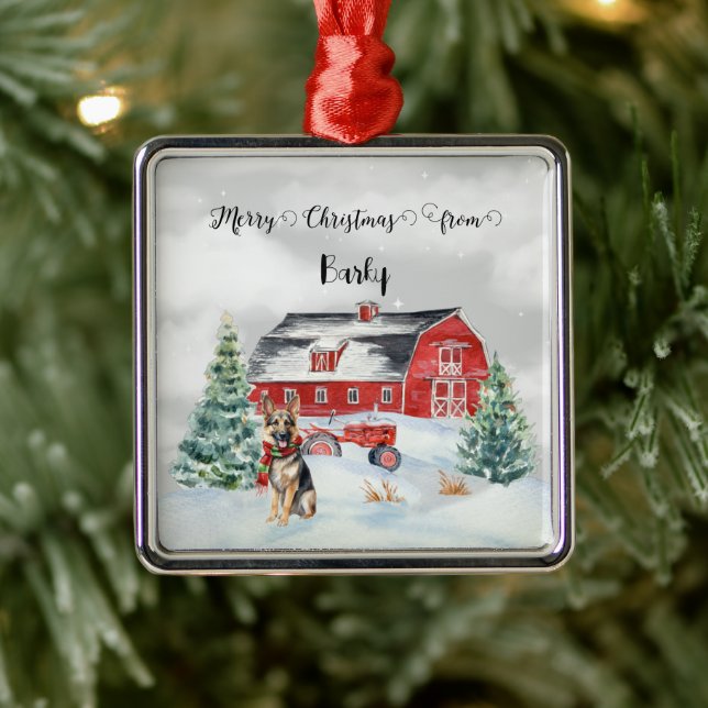 Adorno Metálico Feliz Navidad desde el nombre del perro (Árbol)