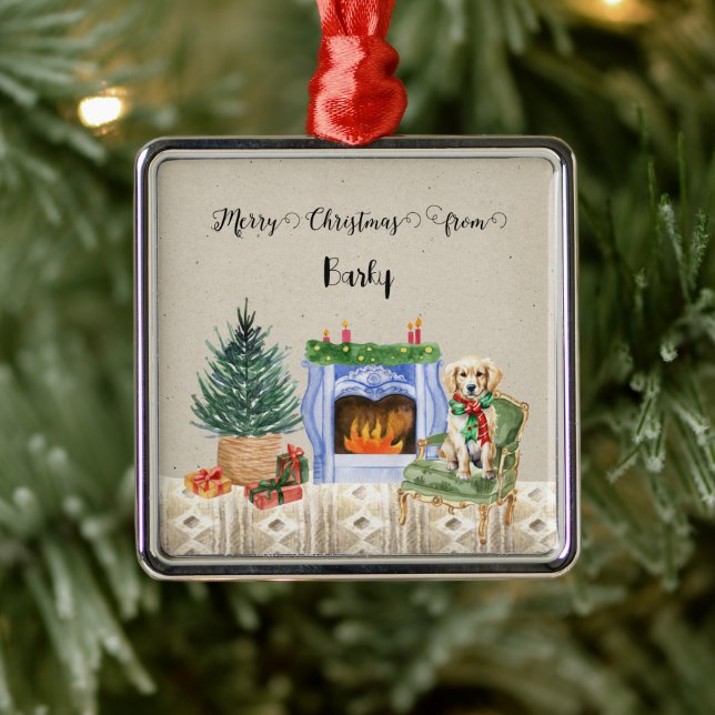 Adorno Metálico Feliz Navidad desde el nombre del perro (Árbol)
