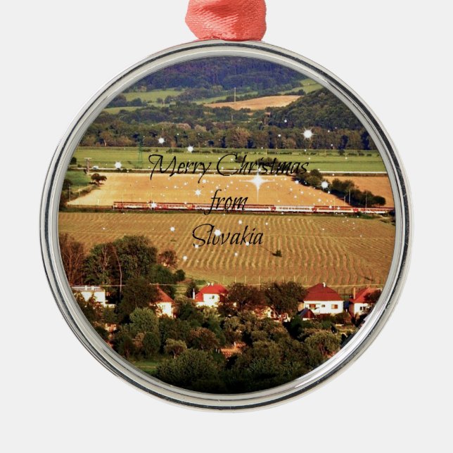 Adorno Metálico Feliz Navidad desde Eslovaquia (Frente)