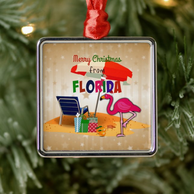 Adorno Metálico Feliz Navidad desde Florida (Árbol)