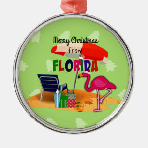 Adorno Metálico Feliz Navidad desde la soleada Florida