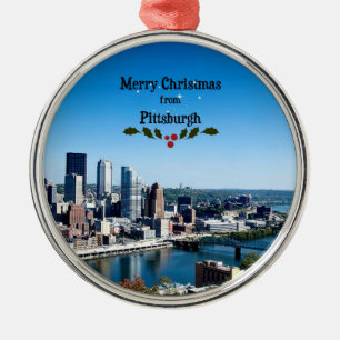 Adorno Metálico Feliz Navidad desde Pittsburgh