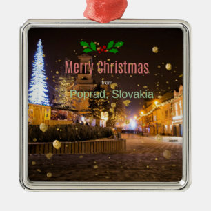 Adorno Metálico Feliz Navidad desde Poprad, Eslovaquia