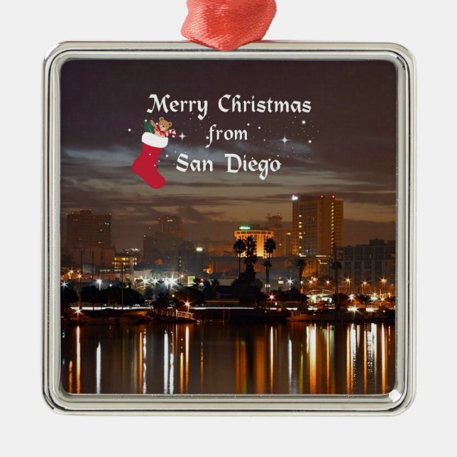 Adorno Metálico Feliz Navidad desde San Diego (Frente)