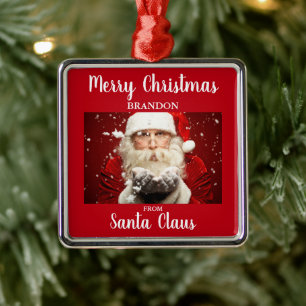 Adorno Metálico Feliz Navidad desde Santa Claus AÑADIR NOMBRE