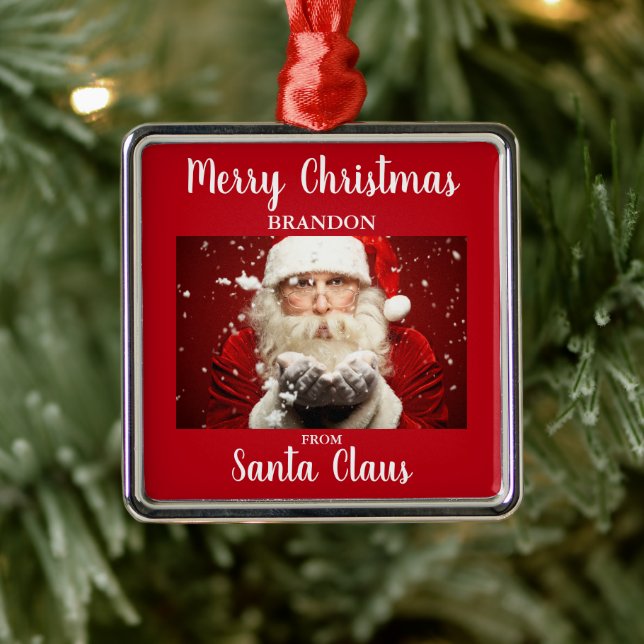 Adorno Metálico Feliz Navidad desde Santa Claus AÑADIR NOMBRE (Árbol)