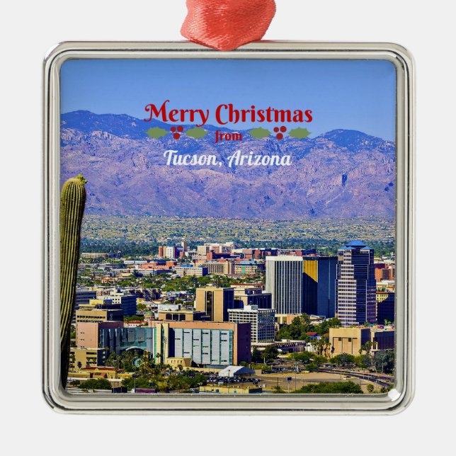 Adorno Metálico Feliz Navidad desde Tucson, Arizona, (Frente)