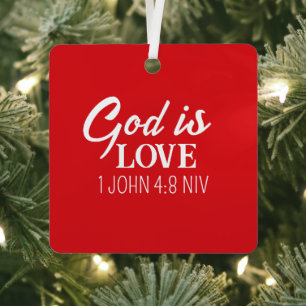 Adorno Metálico Feliz Navidad Dios es amor Biblia Verso Rojo