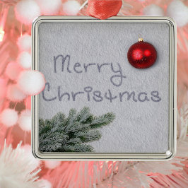 Adorno Metálico Feliz Navidad escrito en la Nieve