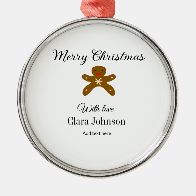 Adorno Metálico Feliz Navidad galletas marrón agregar nombre con a (Frente)