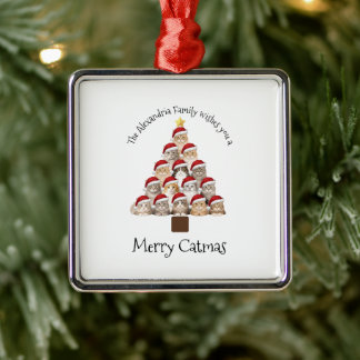Adorno Metálico Feliz Navidad Gatuna Personalizada Familia Navidad